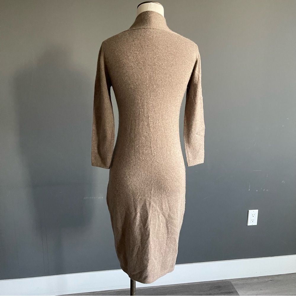 100% Cashmere Mushroom Knit Midi Dress | Max Studio–Attributed | Soft Cowl Neck - Picture 4 of 7